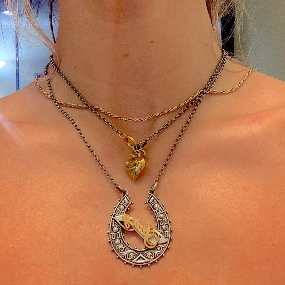 Juicy Couture double chain horseshoe and heart necklace